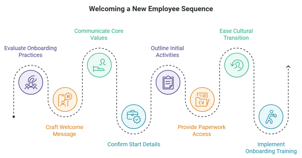 Welcoming a new employee sequence PeopleSpheres