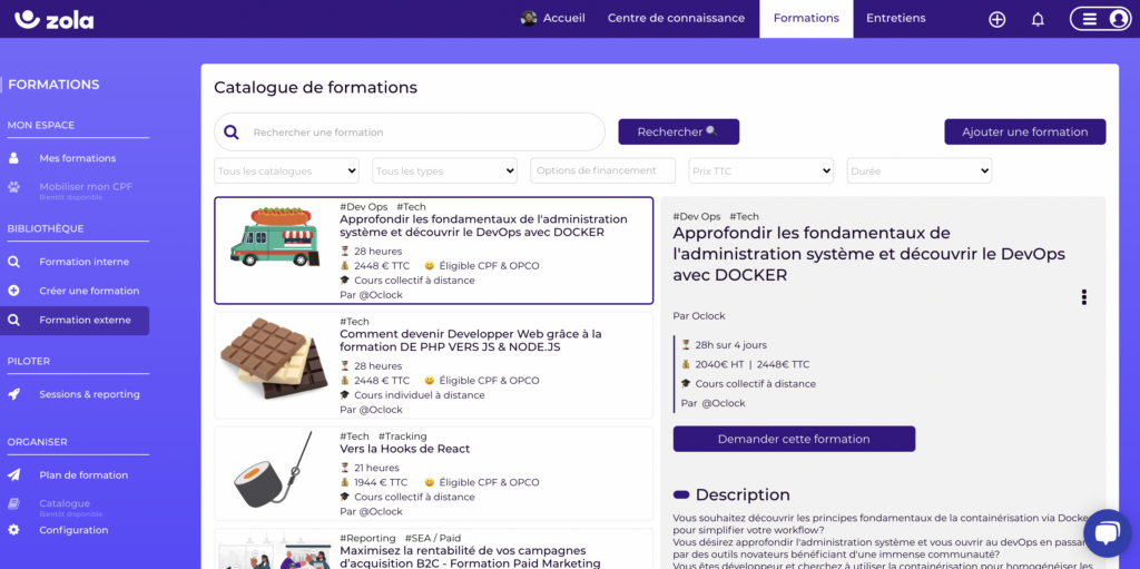 Zola est dans le store PeopleSpheres dans la catégorie Formation