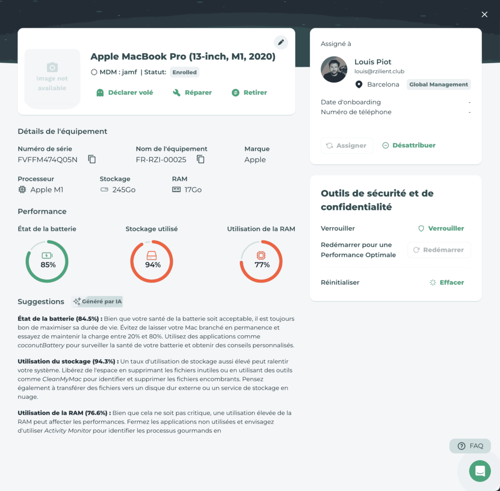 Rzilient appareil en on/off borading PeopleSpheres